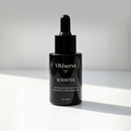Black bottle of VRéserve Booster on a white background